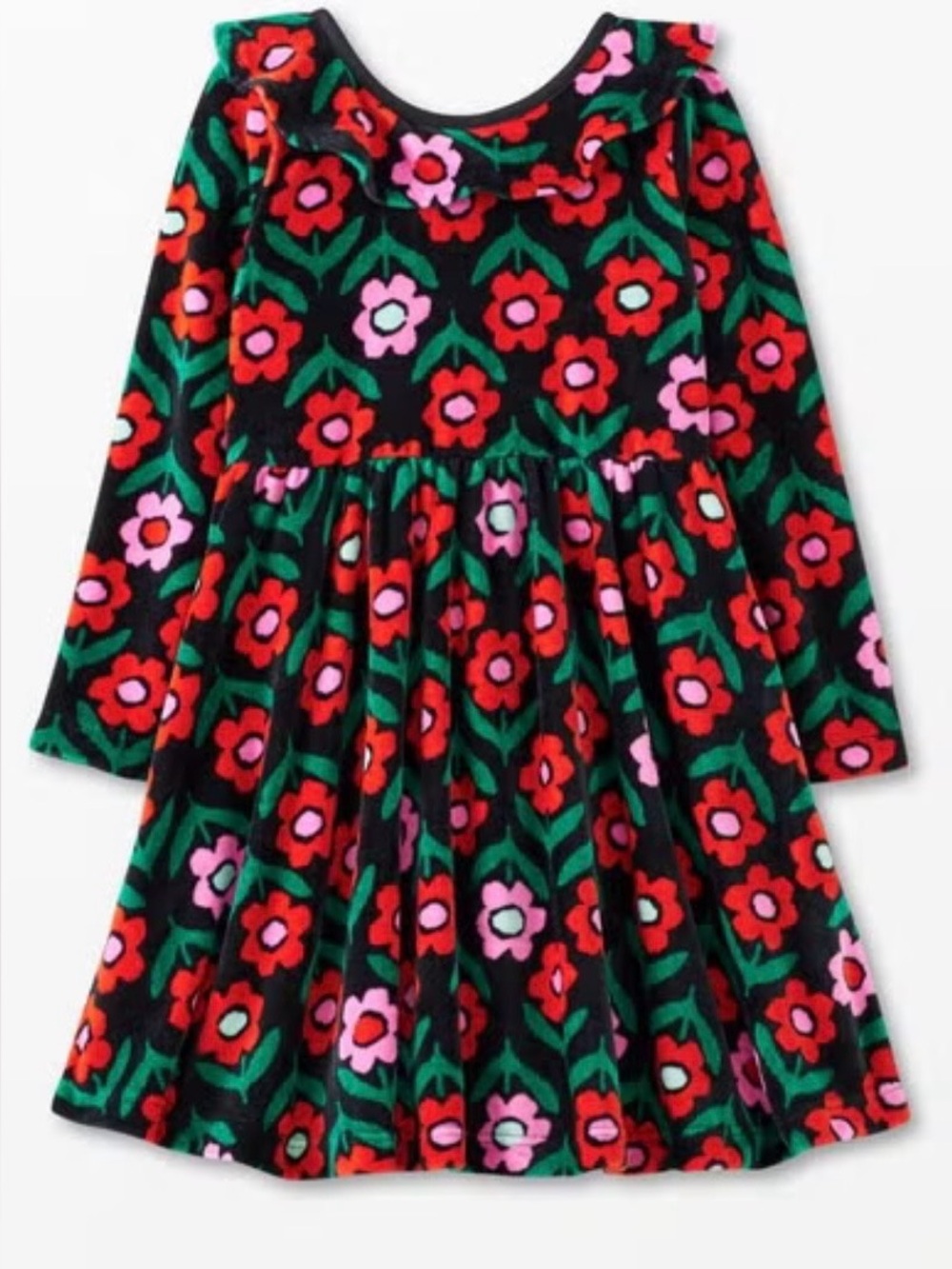 Hanna Andersson Velour Floral Skater Dress US 12